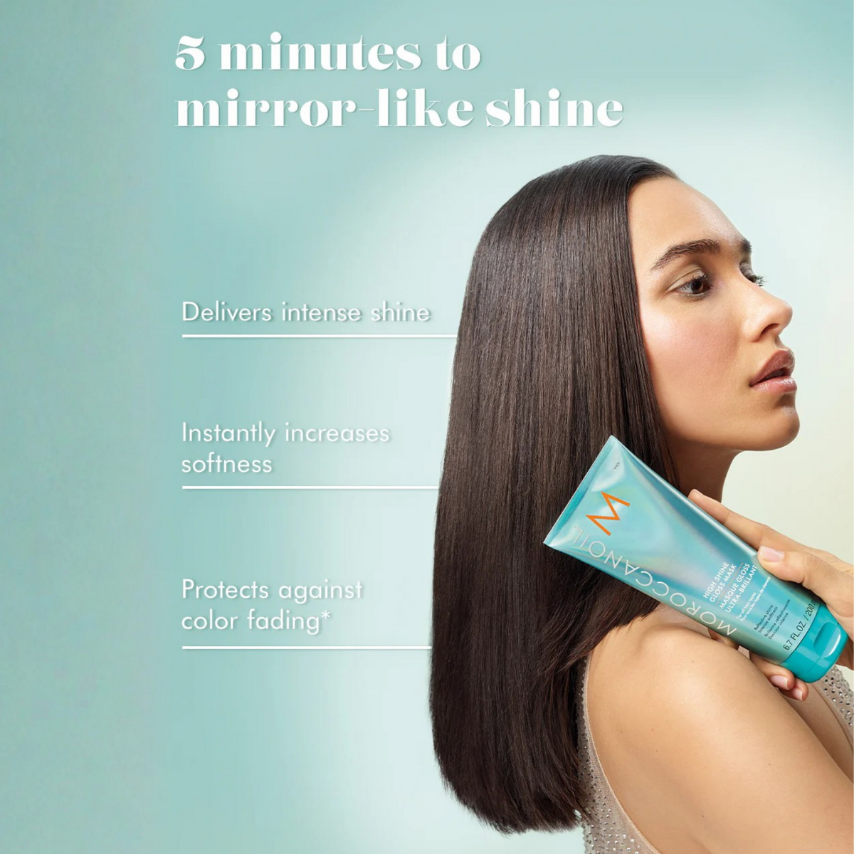 Pot du Moroccanoil High Shine Gloss Mask, masque capillaire brillant pour cheveux nourris et lumineux à l’huile d’argan
