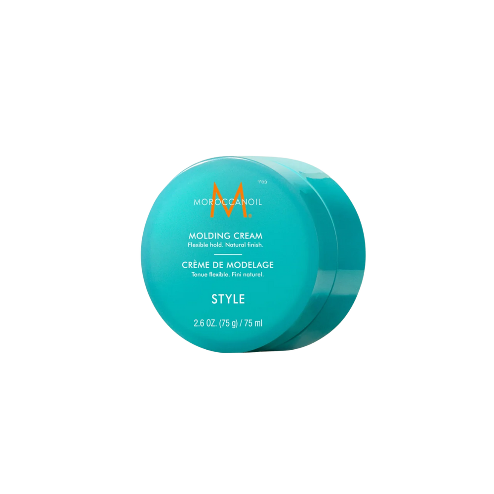 Pot de Moroccanoil Molding Cream 100ml pour coiffage texturisé avec tenue flexible et fini semi-mat à l’huile d’argan.
