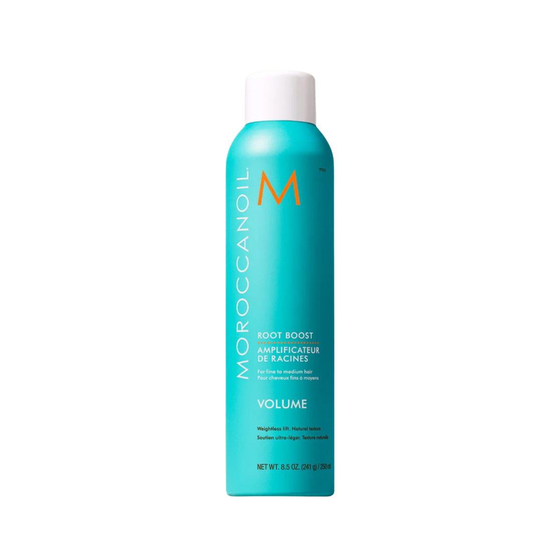 Bouteille de Root Boost Moroccanoil, spray mousse léger pour créer du volume racines et texture naturelle

