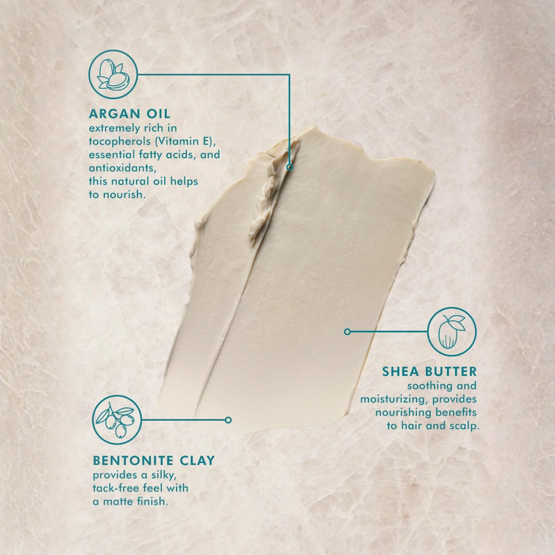 Pot de Moroccanoil Texture Clay 75ml, pâte coiffante matte à tenue forte pour cheveux texturés et naturels.