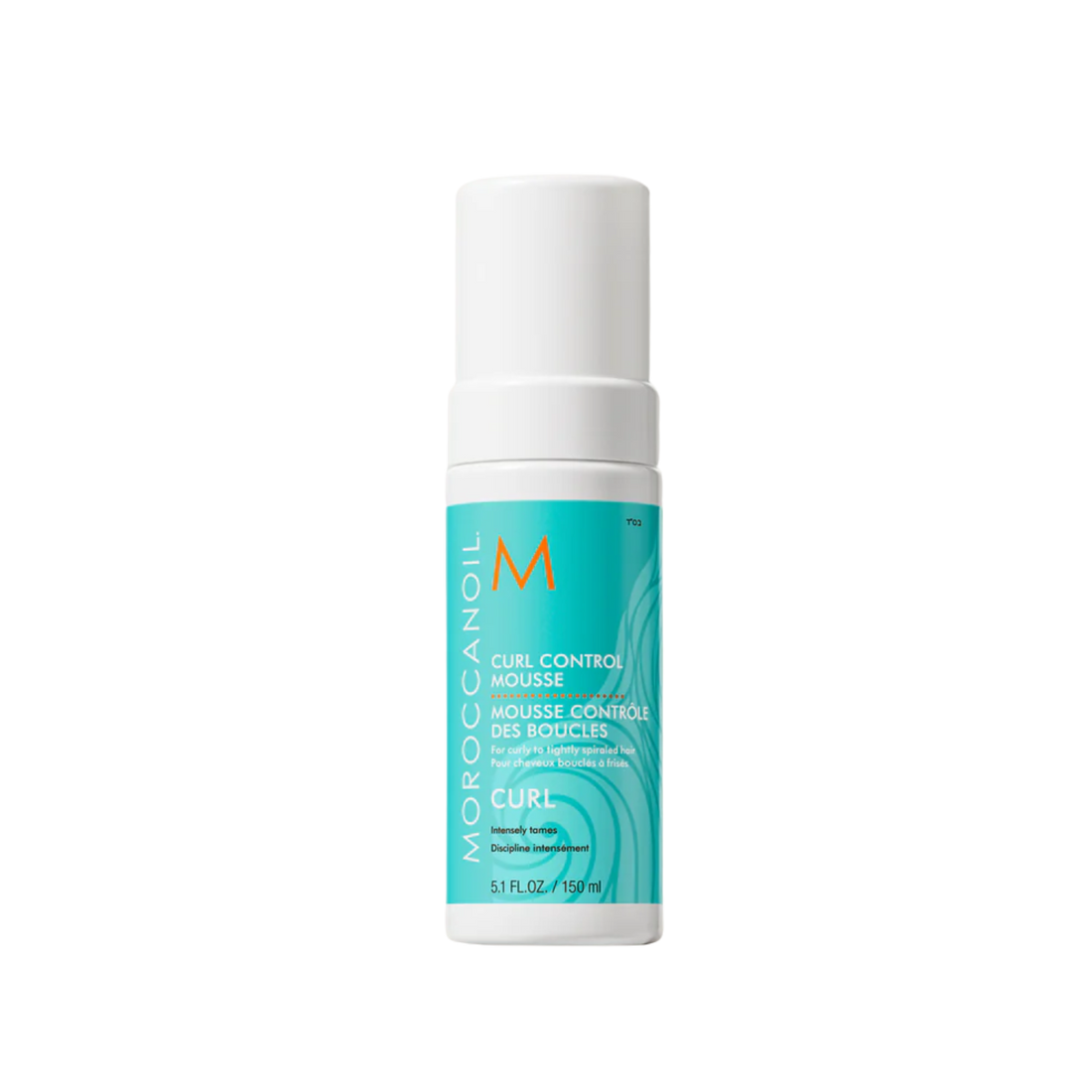 Flacon de la Mousse Contrôle des Boucles Moroccanoil, mousse coiffante légère pour boucles serrées, ondulées ou frisées.

