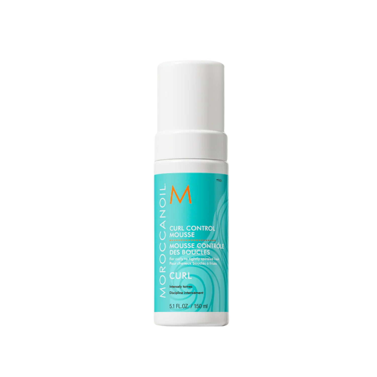 Flacon de la Mousse Contrôle des Boucles Moroccanoil, mousse coiffante légère pour boucles serrées, ondulées ou frisées.

