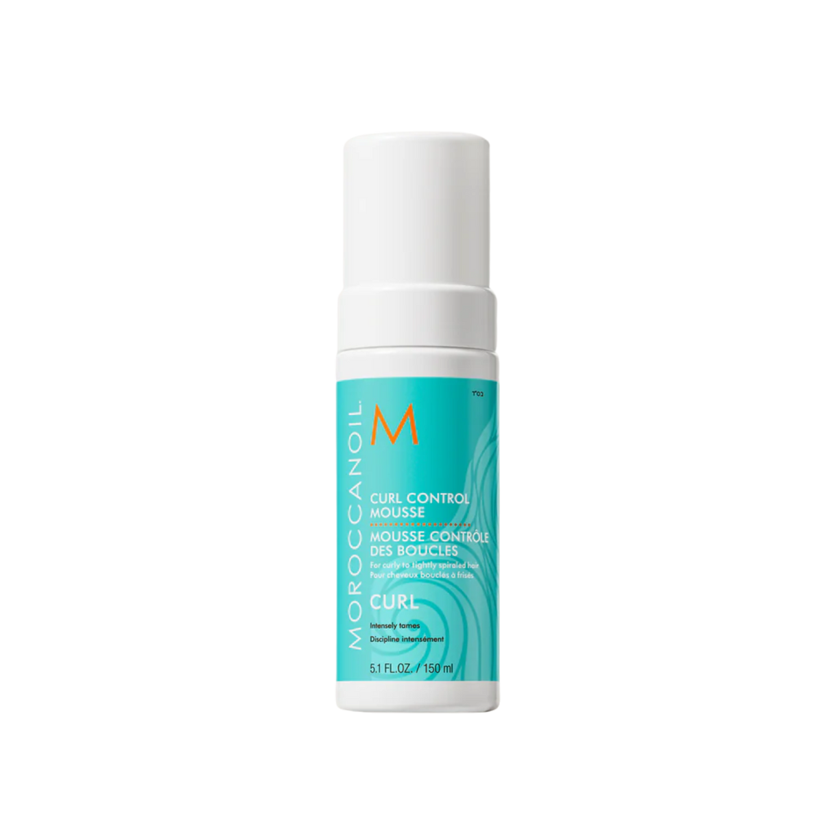 Flacon de la Mousse Contrôle des Boucles Moroccanoil, mousse coiffante légère pour boucles serrées, ondulées ou frisées.

