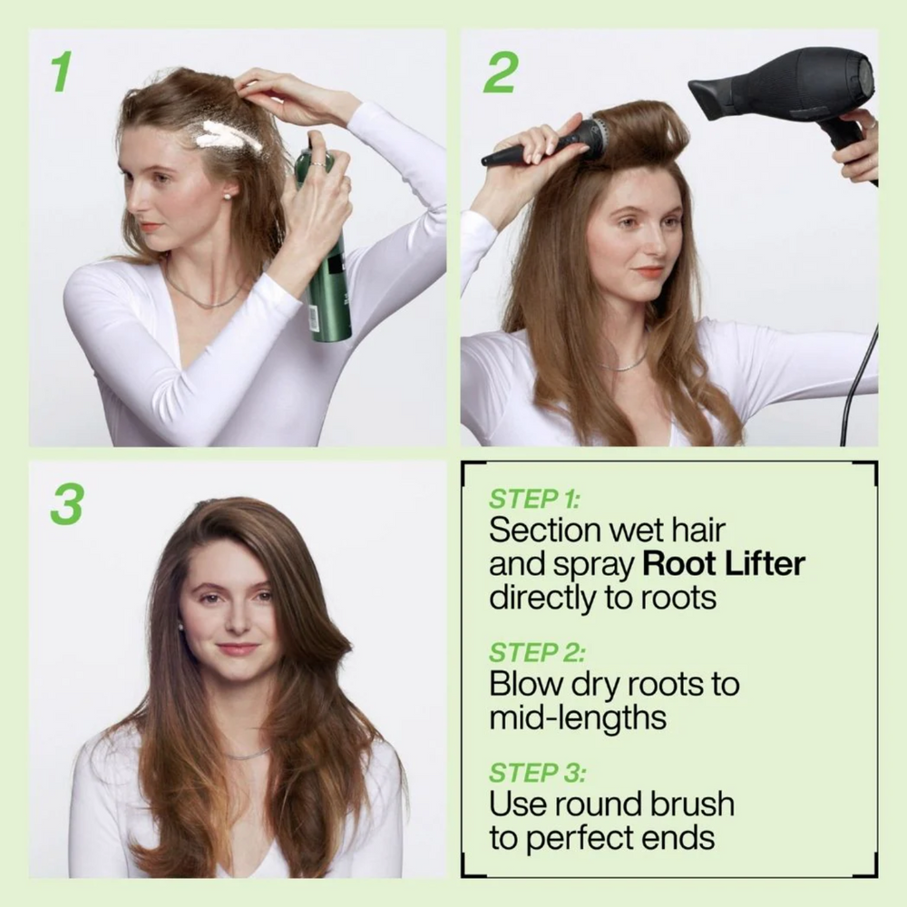 Flacon mousse-spray Root Lifter (Guts 10) de Redken, posé sur fond neutre.