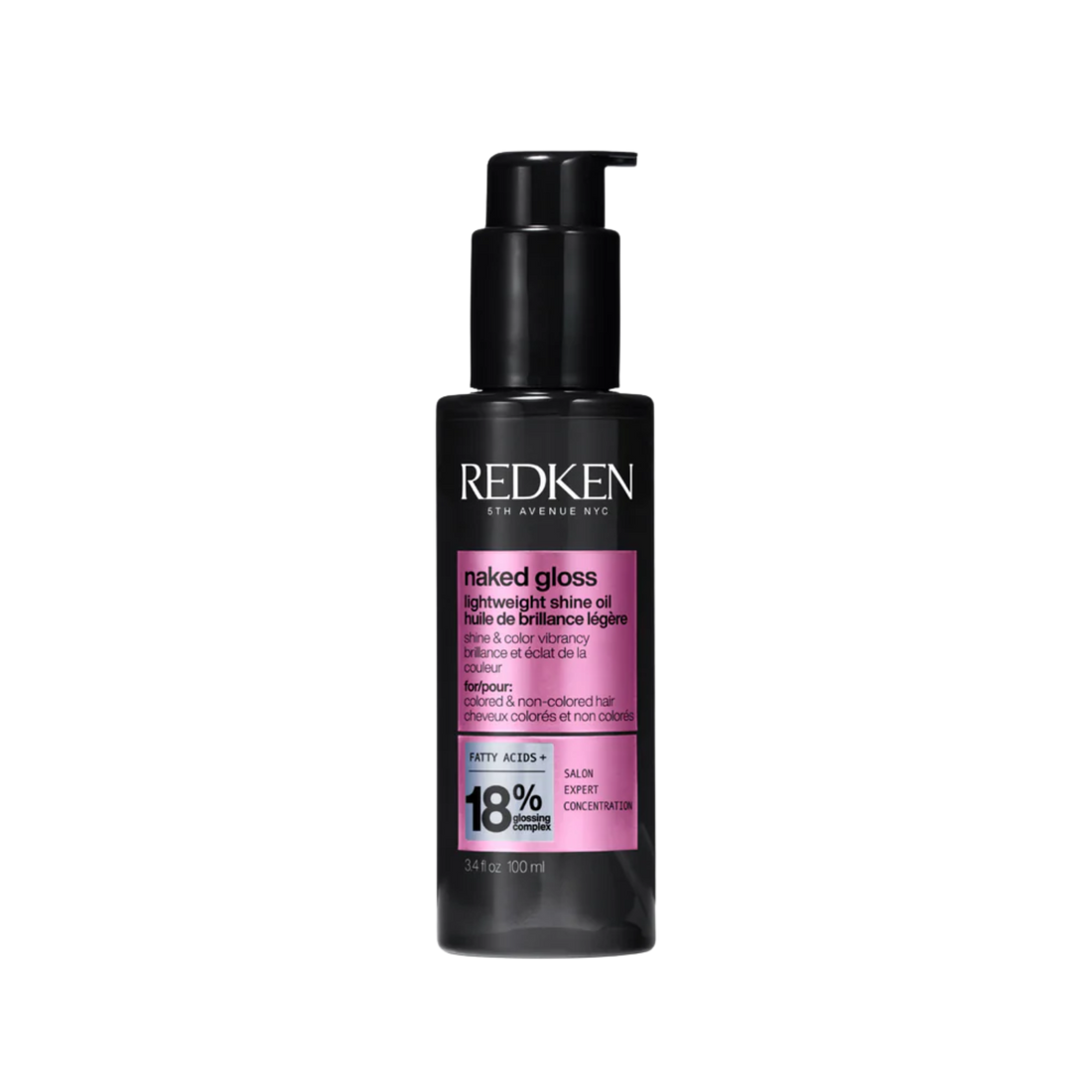 Flacon Naked Gloss Redken – huile légère pour brillance éclat et protection thermique