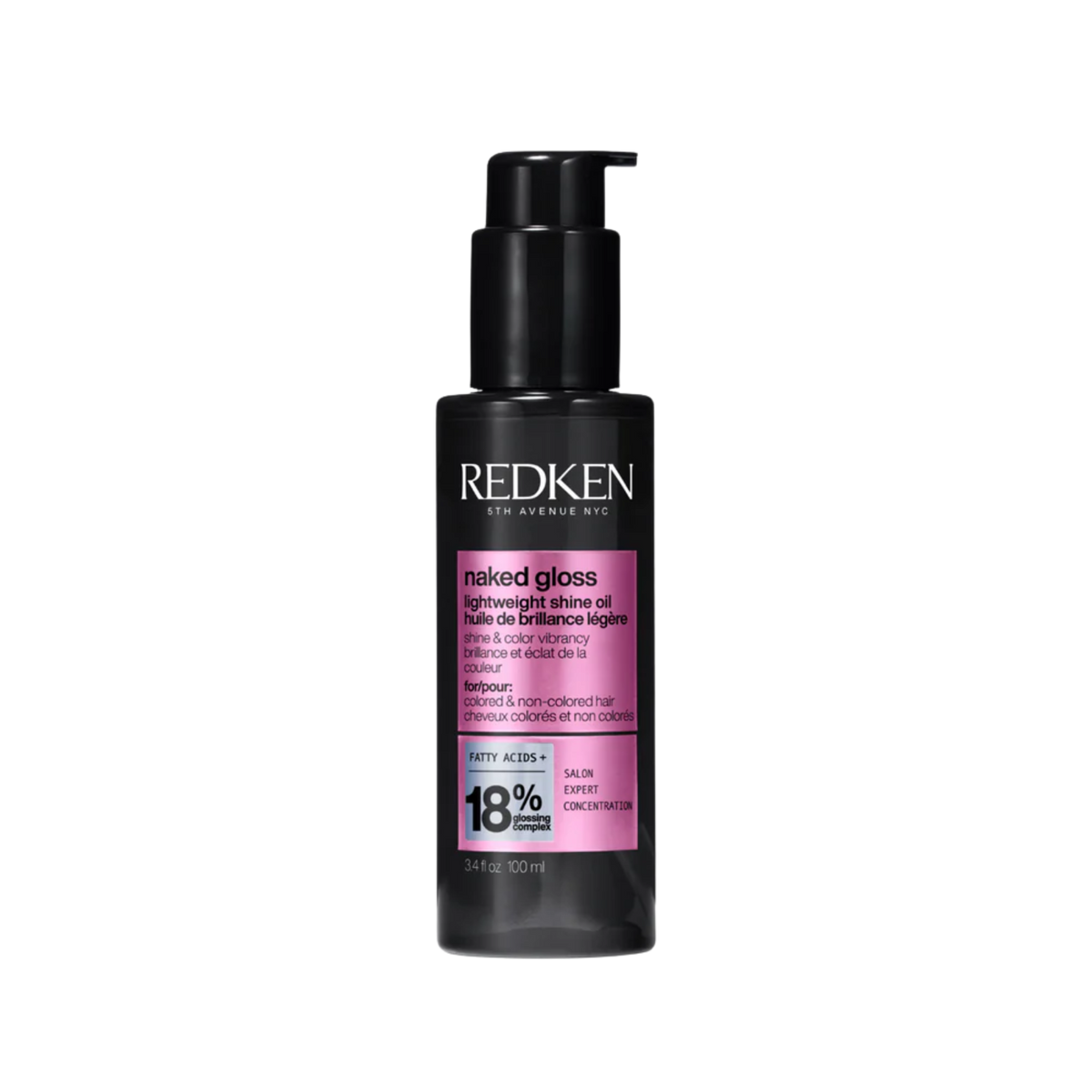 Flacon Naked Gloss Redken – huile légère pour brillance éclat et protection thermique