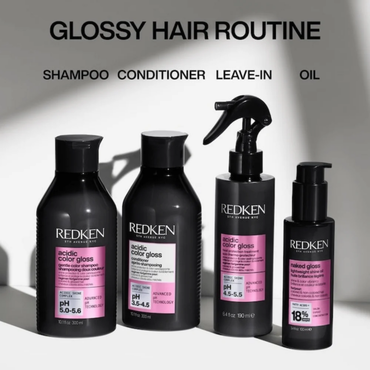 Flacon Naked Gloss Redken – huile légère pour brillance éclat et protection thermique