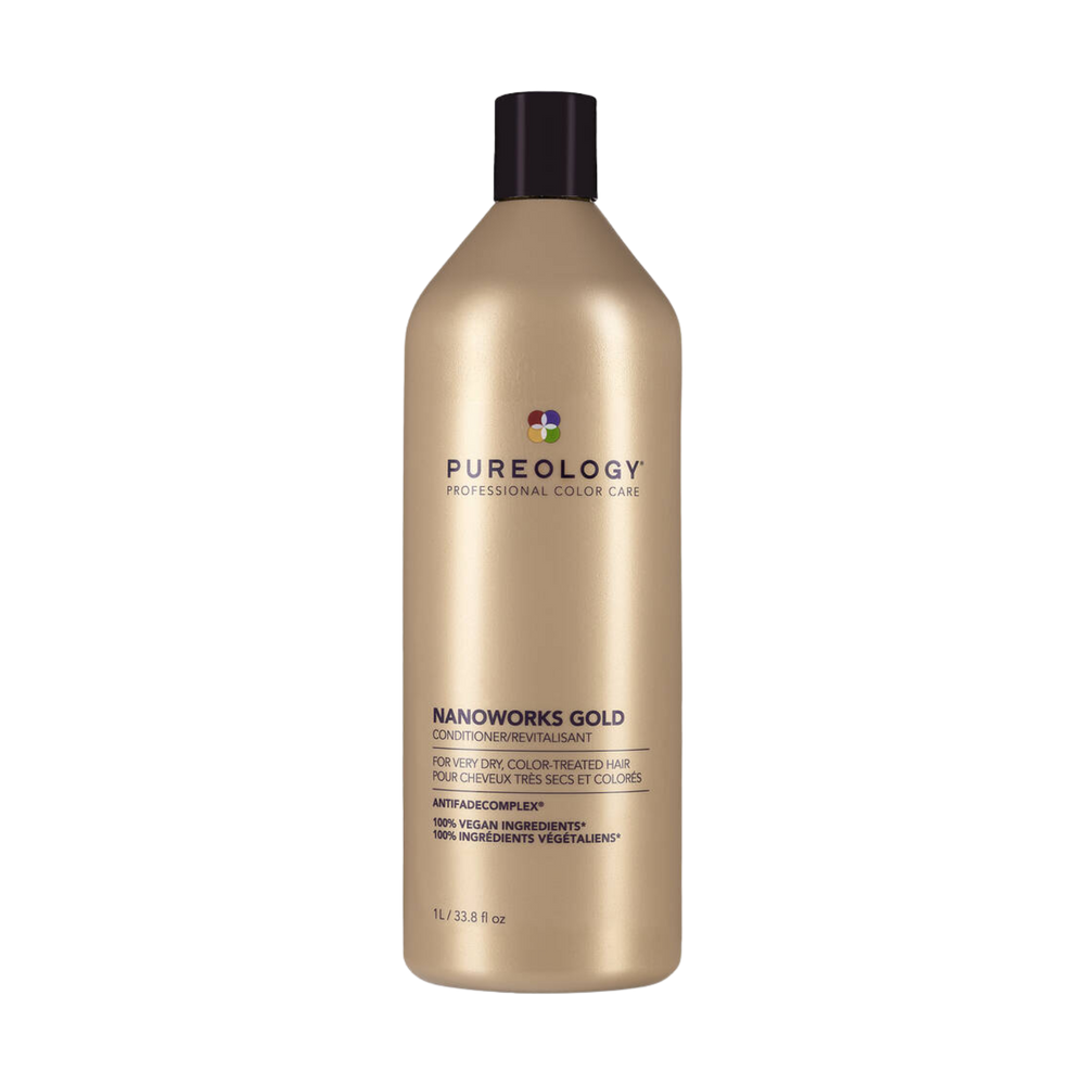 Conditionneur Nanoworks Gold de Pureology – soin vegan luxe réparateur avec huile de marula pour cheveux colorés ternes