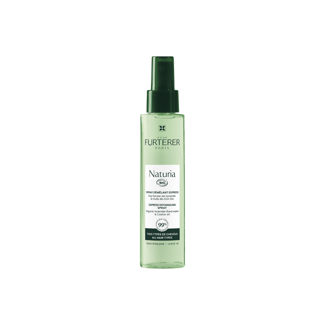 Flacon 200 ml du Spray démêlant express Naturia René Furterer, brume biphasée hydratante et sans silicone
