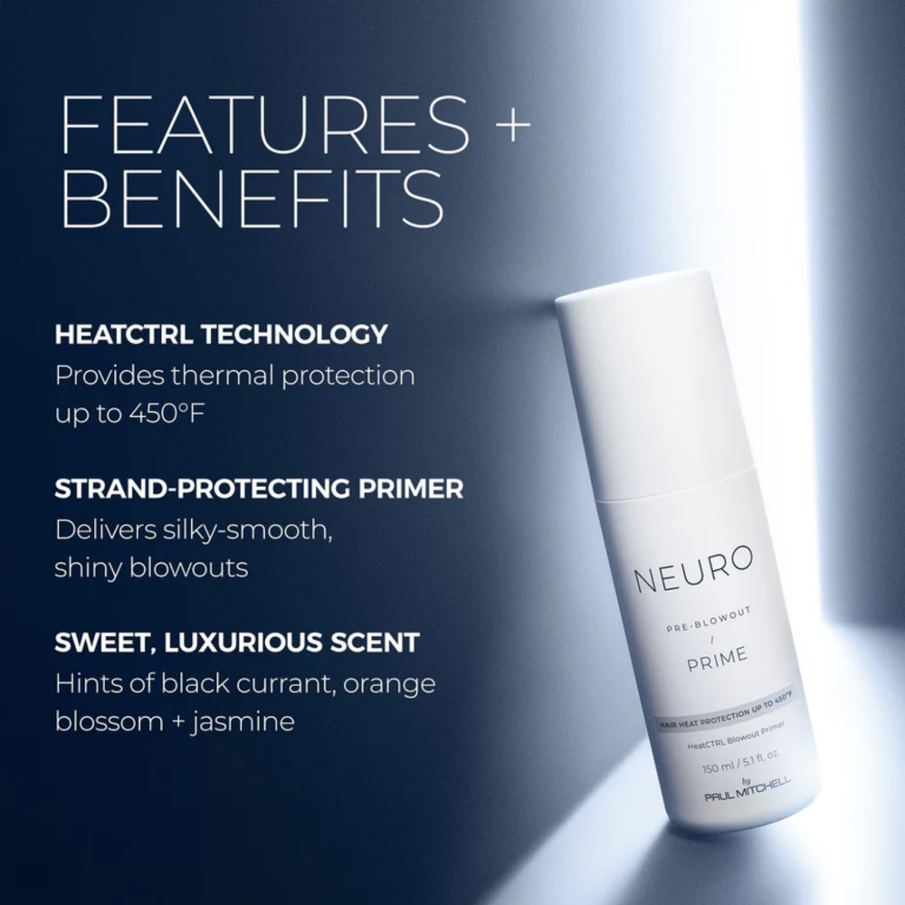 Spray primer Paul Mitchell Neuro Prime HeatCTRL pour brushing protection chaleur anti-frisottis cheveux