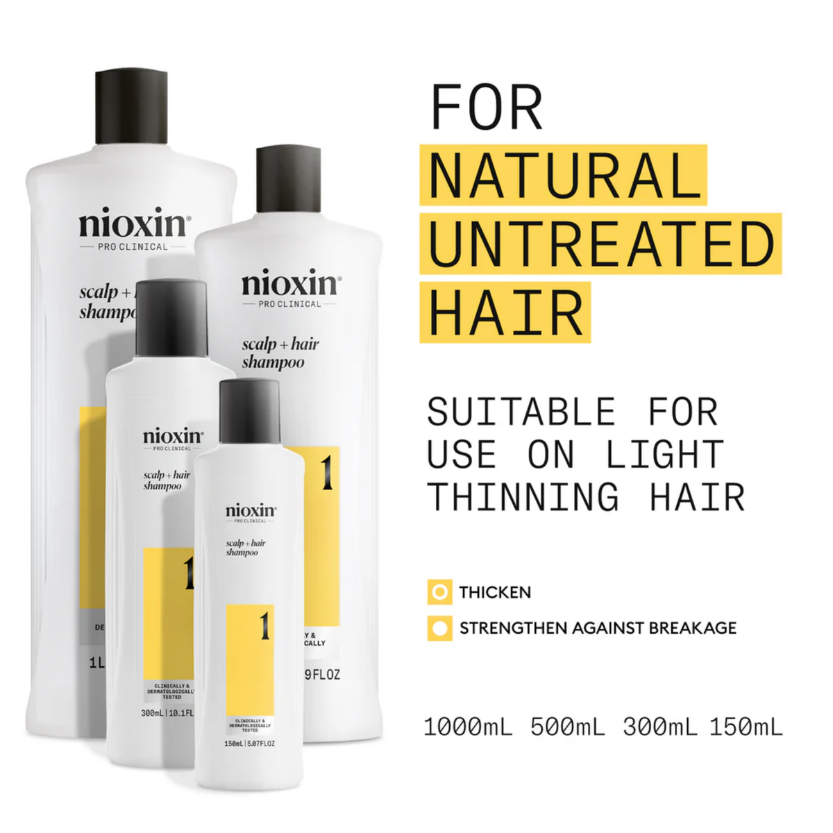 Shampoing Nioxin System 1 Cleanser pour cheveux naturels fins et clairsemés, soin du cuir chevelu