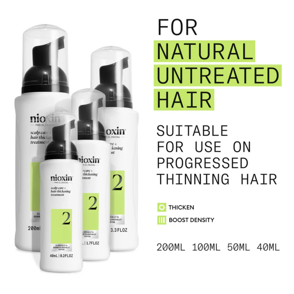 Soin sans rinçage Nioxin System 2 pour cuir chevelu et cheveux naturels clairsemés