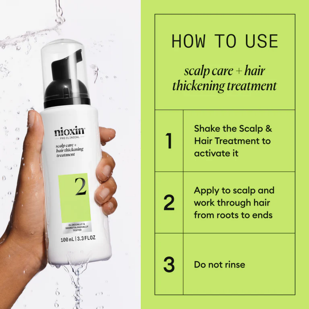 Soin sans rinçage Nioxin System 2 pour cuir chevelu et cheveux naturels clairsemés