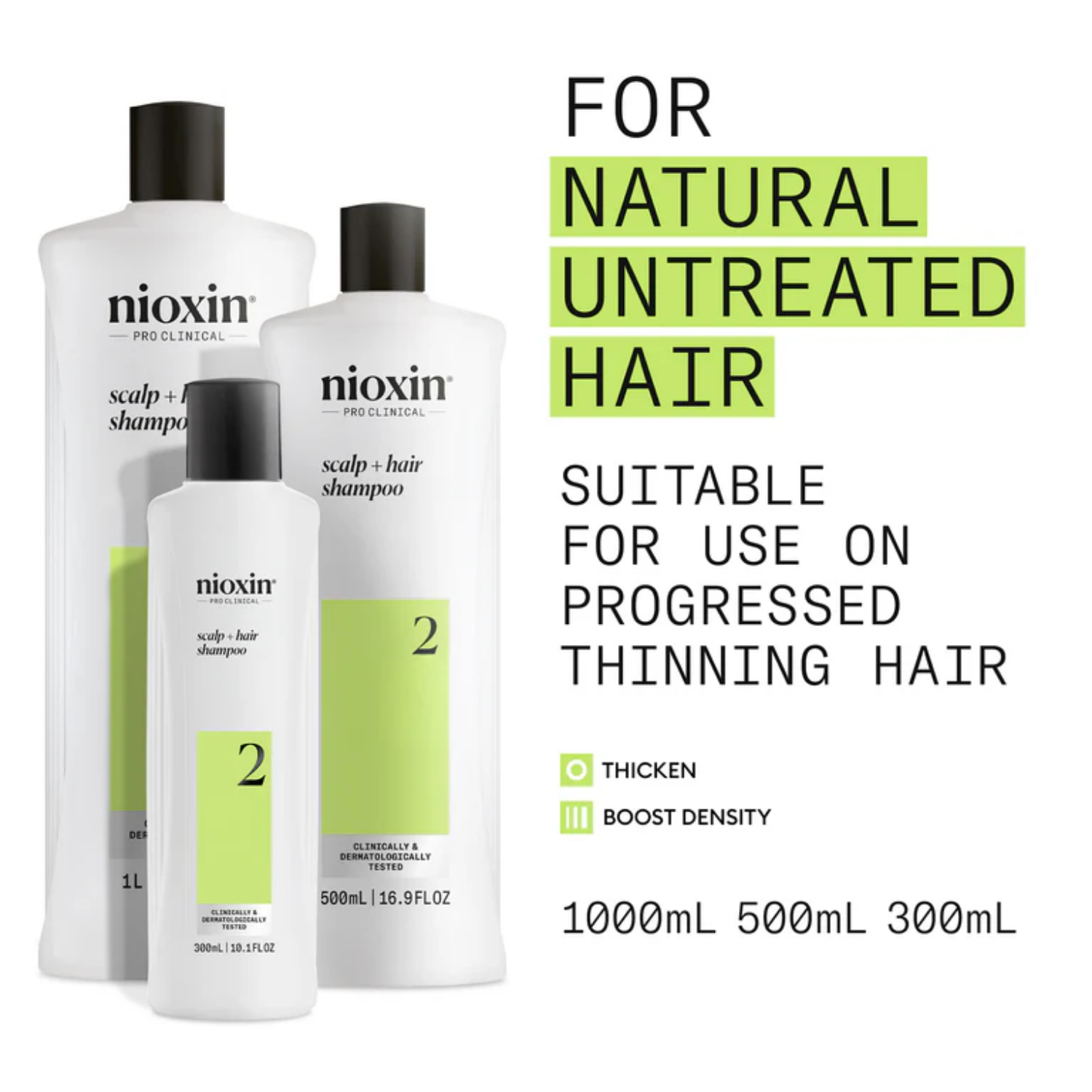 Shampoing Nioxin System 2 Cleanser pour cuir chevelu purifié et cheveux naturels avec affinement avancé