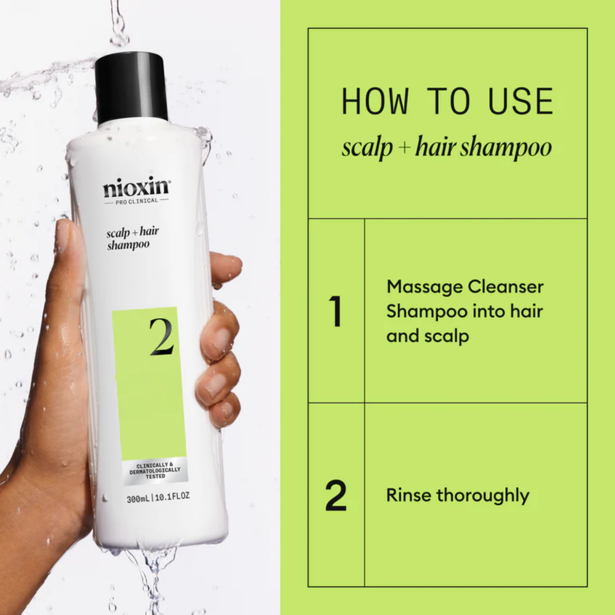 Shampoing Nioxin System 2 Cleanser pour cuir chevelu purifié et cheveux naturels avec affinement avancé