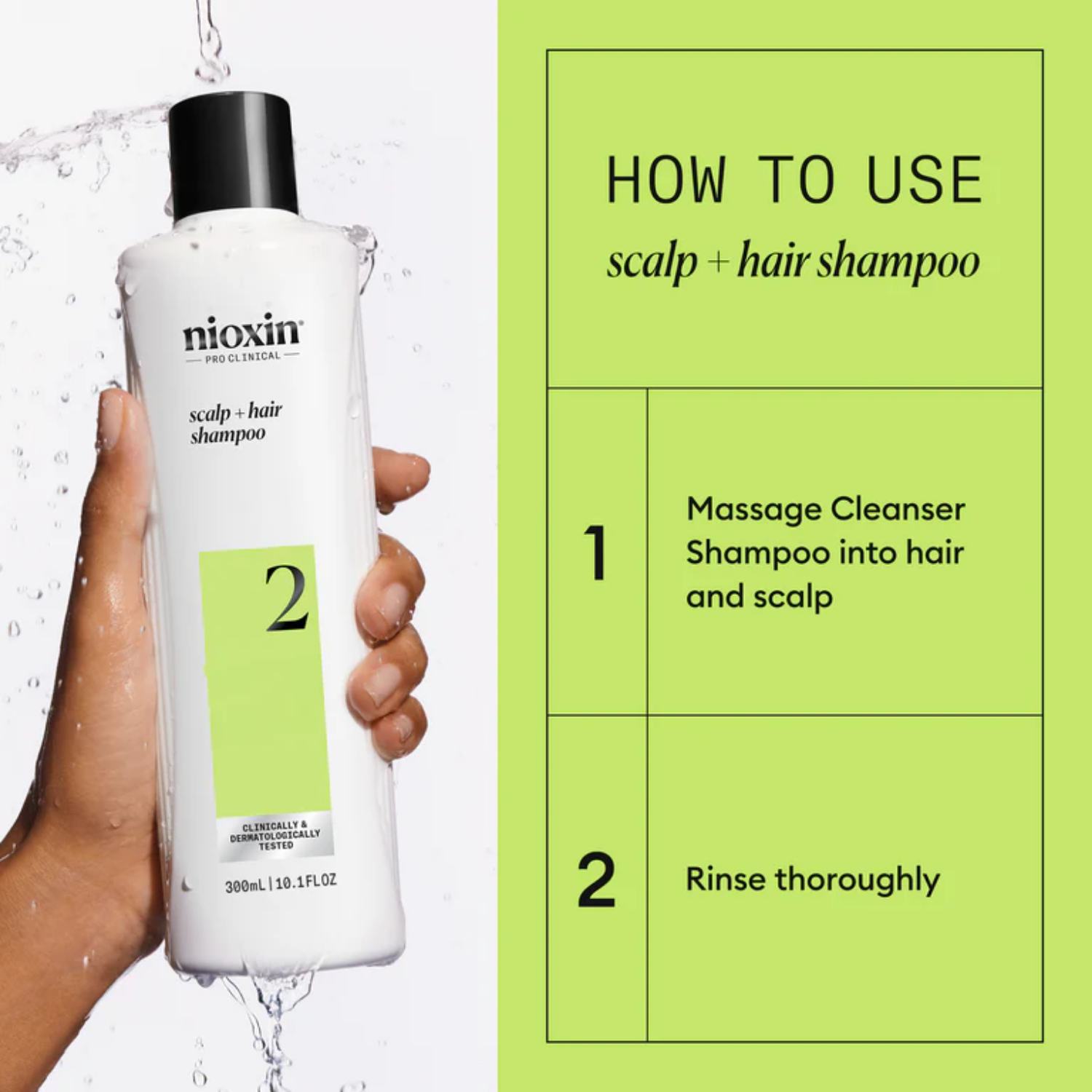Shampoing Nioxin System 2 Cleanser pour cuir chevelu purifié et cheveux naturels avec affinement avancé