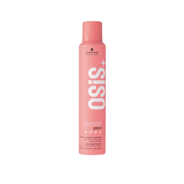 Mousse coiffante OSiS Grip – flacon mousseur blanc/argent avec logo