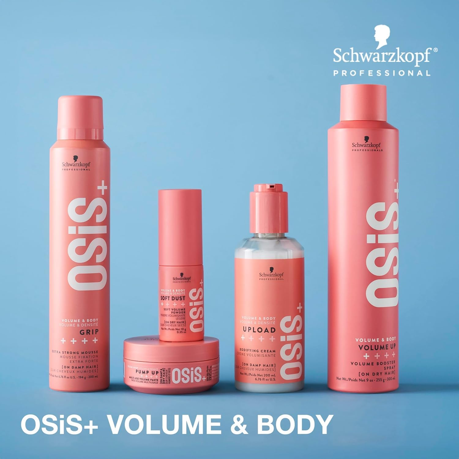 Mousse coiffante OSiS Grip – flacon mousseur blanc/argent avec logo
