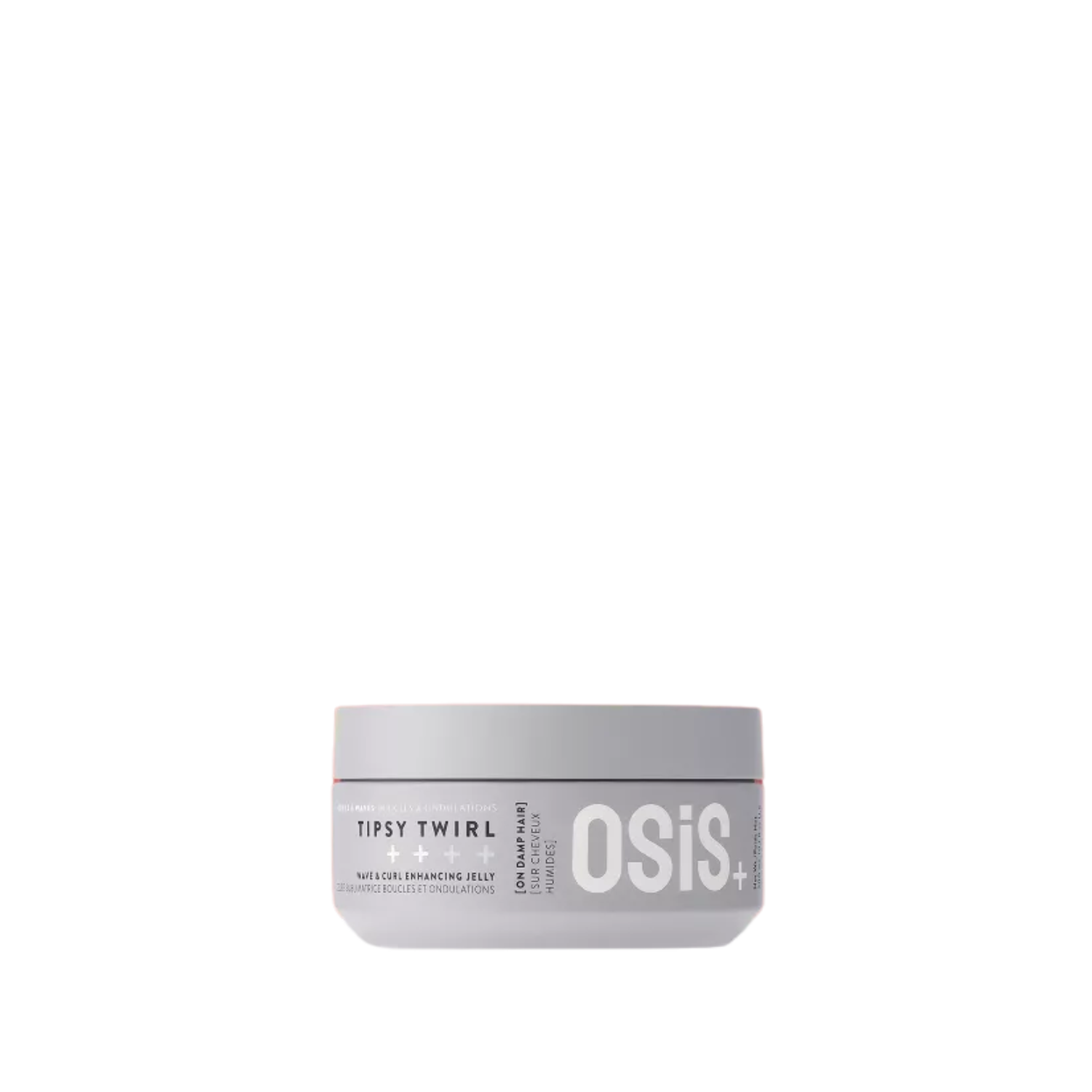 Flacon de gelée coiffante OSiS+ Tipsy Twirl sur fond clair, effet gel translucide.