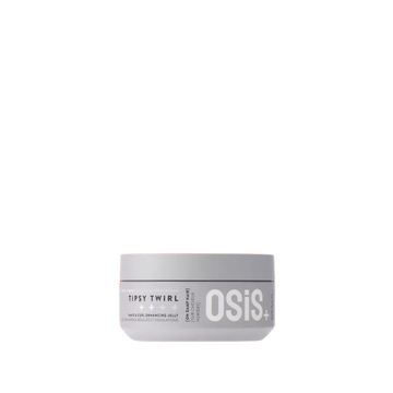 Flacon de gelée coiffante OSiS+ Tipsy Twirl sur fond clair, effet gel translucide.