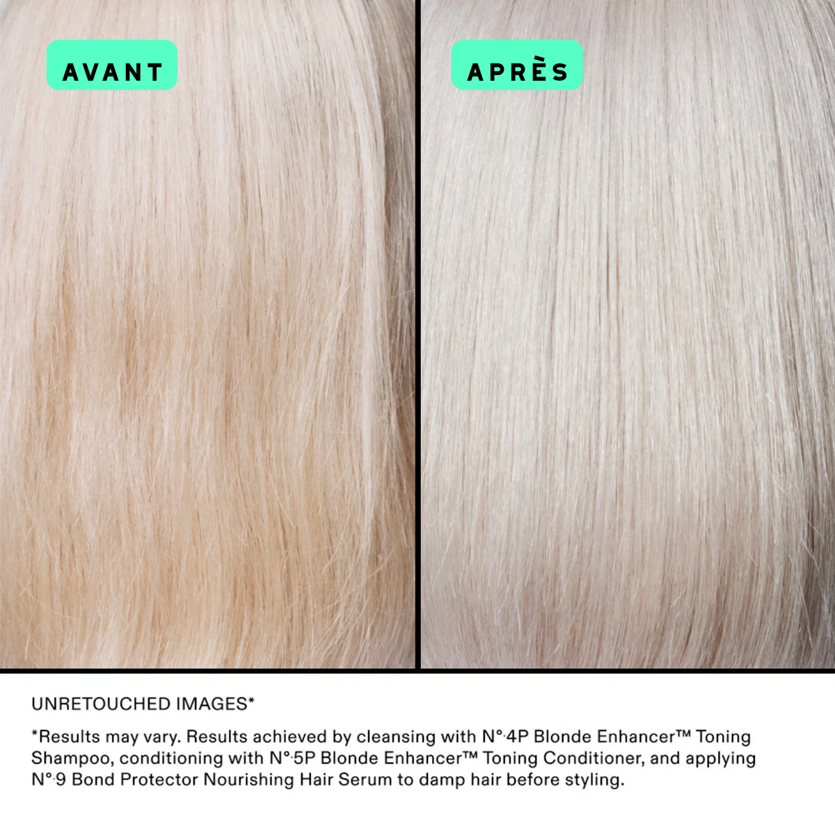Flacon du shampooing Olaplex N° 4P Blonde Enhancer posé sur fond neutre