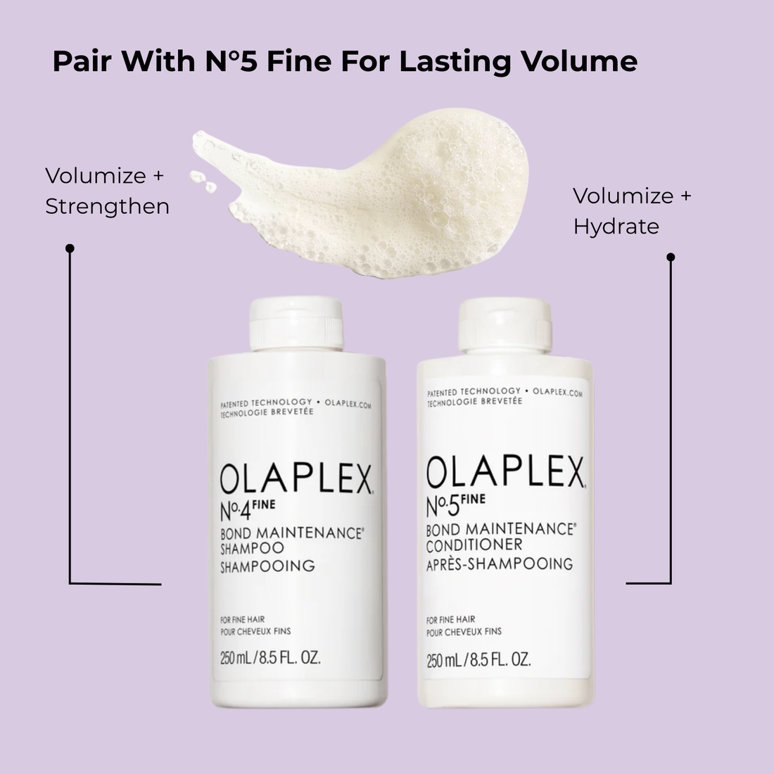 Flacon du shampooing Olaplex N° 4 Fine Bond Maintenance sur fond neutre