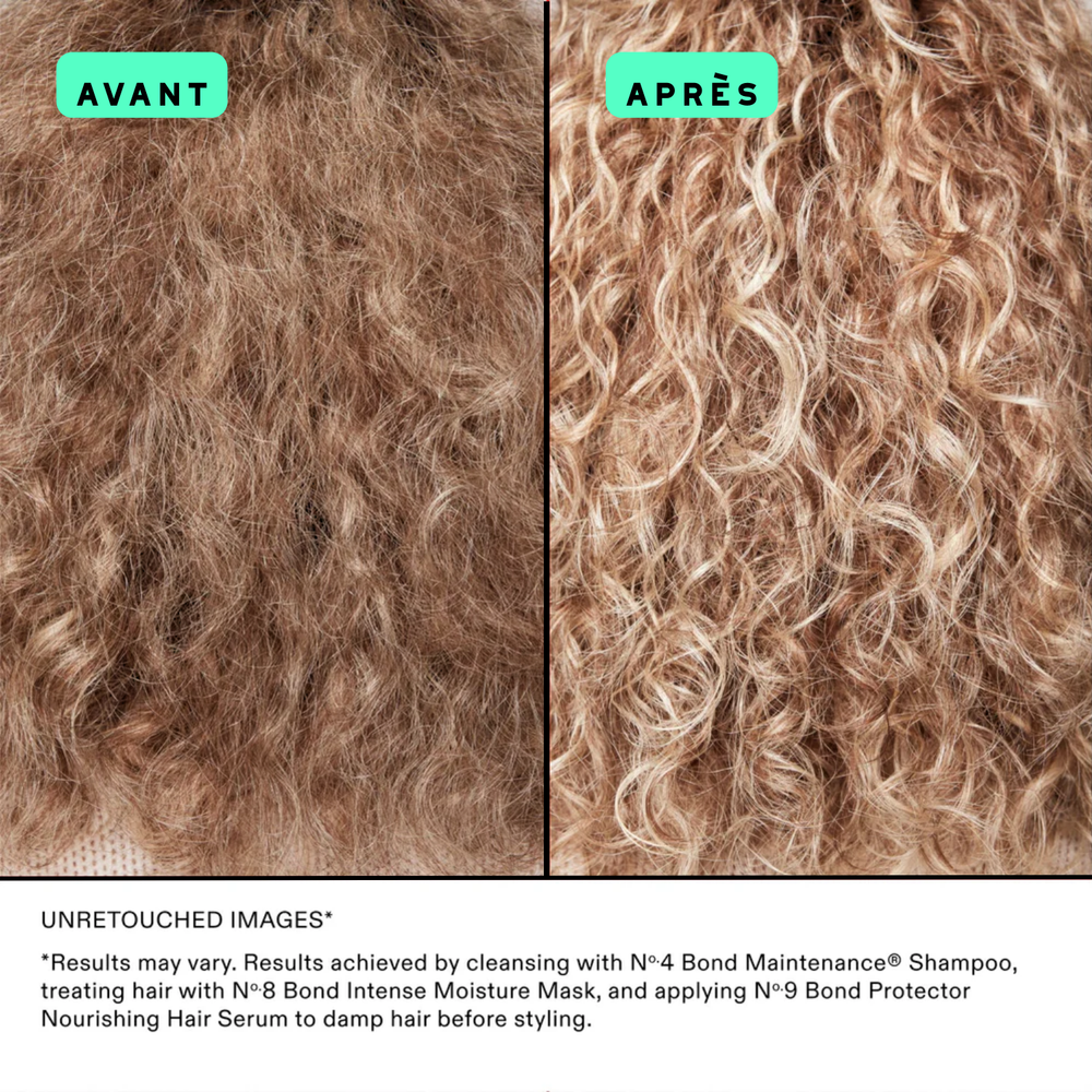 Flacon du masque Olaplex N° 8 Bond Intense Moisture posé sur fond neutre