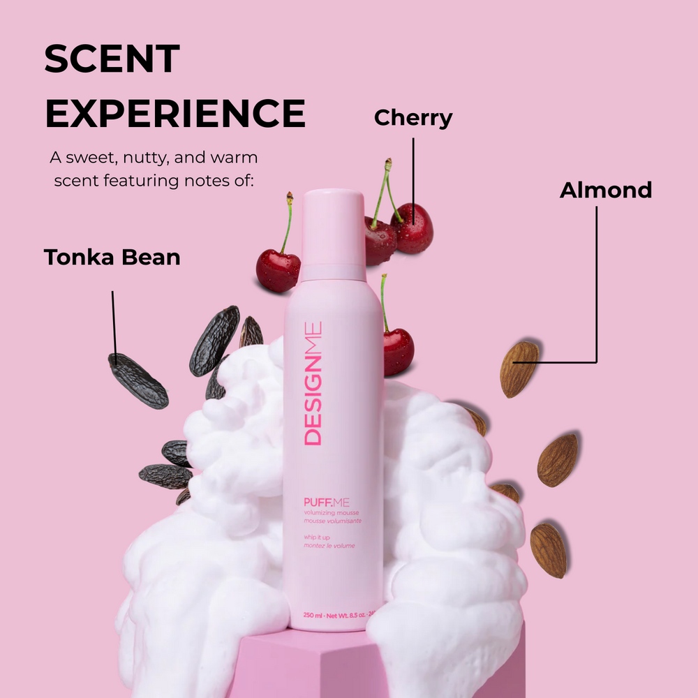 Flacon de 250 ml de mousse volumisante PUFF.ME, texture légère pour volume rebondi