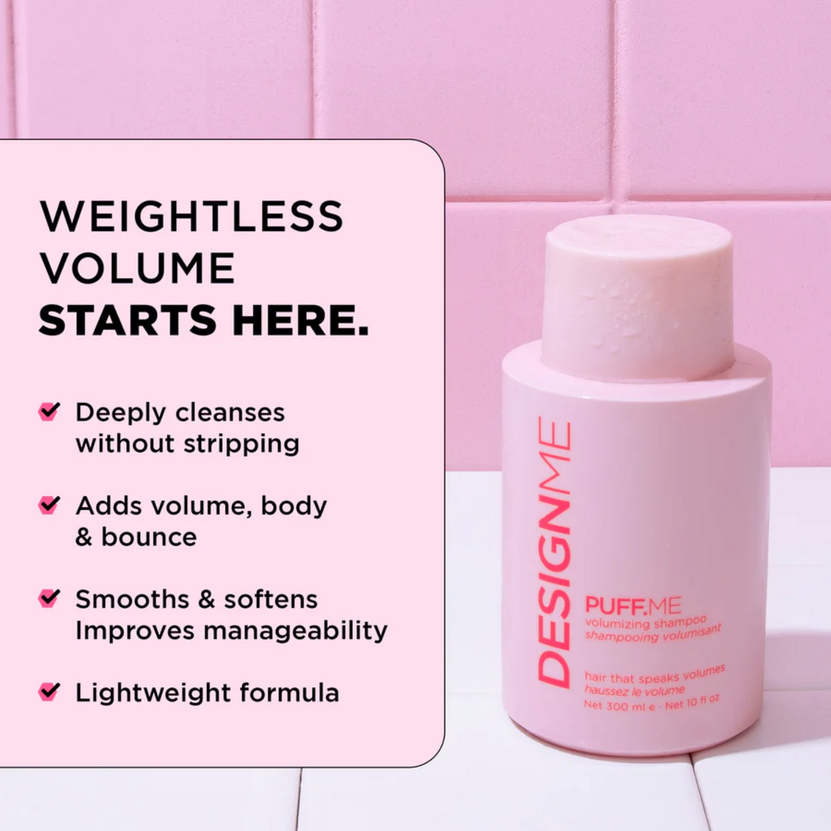 Flacon de shampooing PUFF.ME 300 ml pour volume léger et naturel