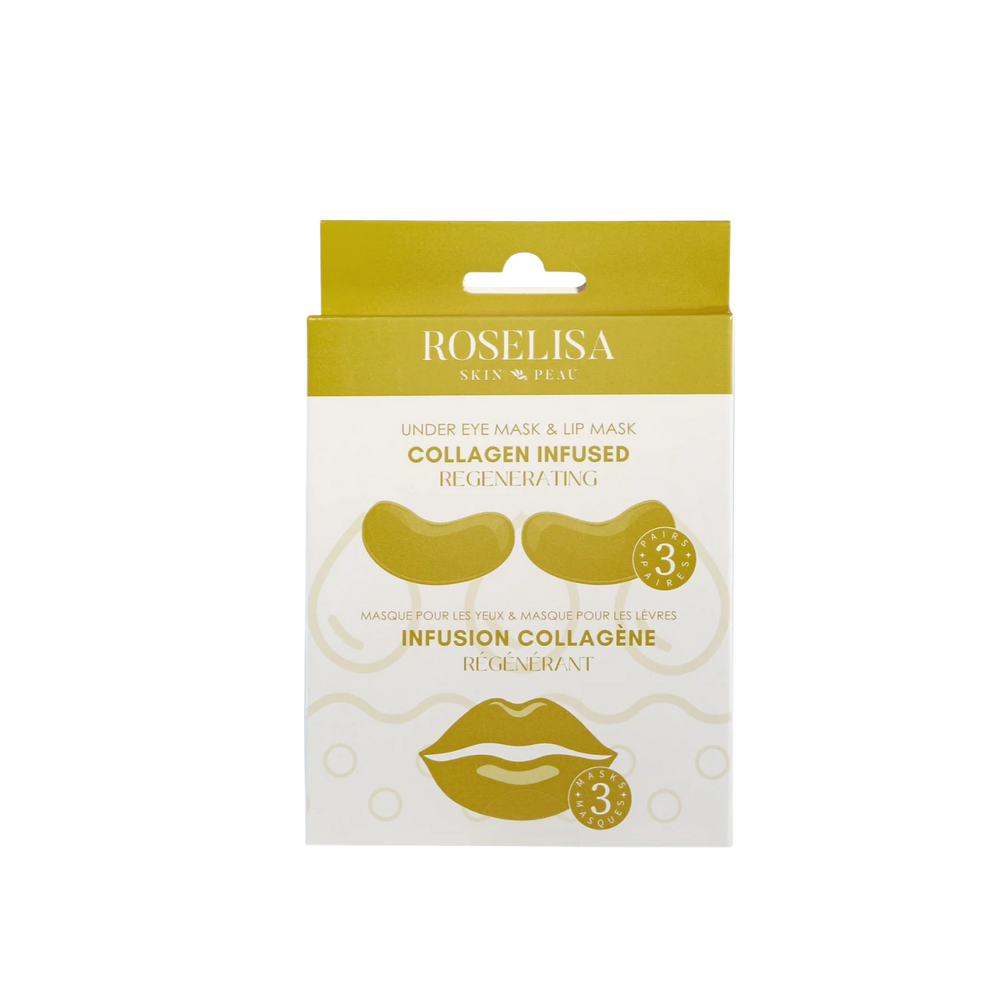 Trois paires de patchs sous les yeux Roselisa infusés à l’or 24K – masque hydrogel doré luxueux.