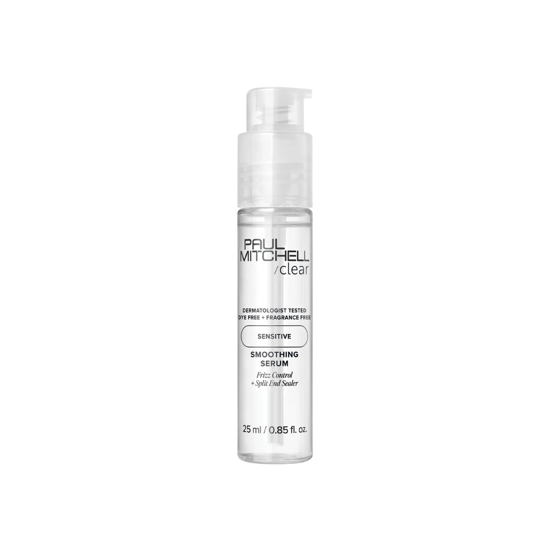 Sérum lissant Paul Mitchell Clear Smoothing Serum sans parfum, anti-frisottis léger pour cheveux, brillance et coiffage facile cheveux sensibles.
