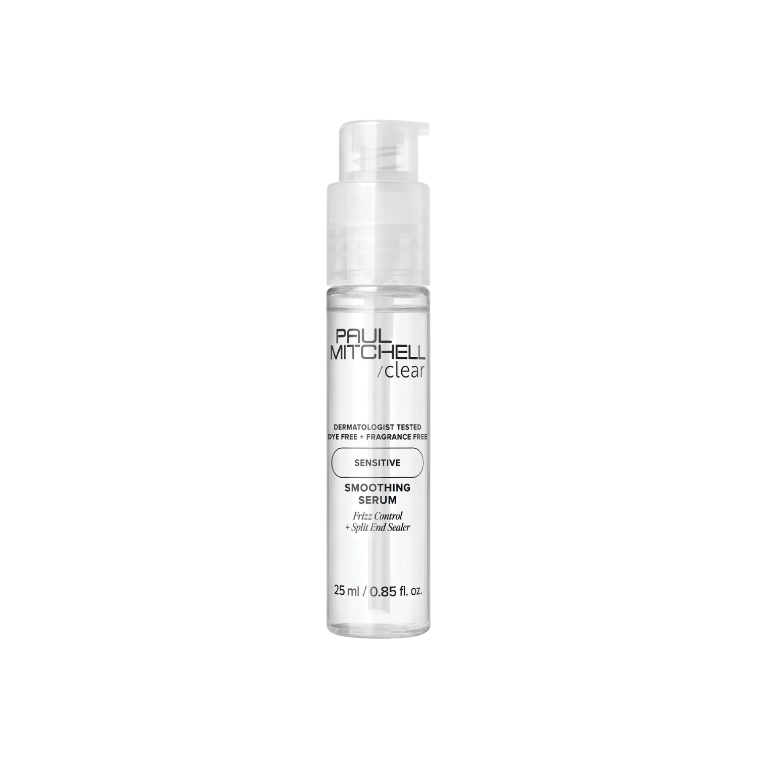 Sérum lissant Paul Mitchell Clear Smoothing Serum sans parfum, anti-frisottis léger pour cheveux, brillance et coiffage facile cheveux sensibles.