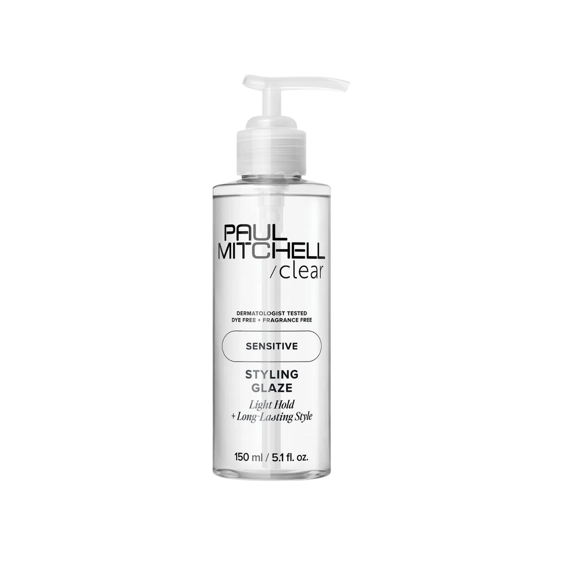 Gel coiffant Paul Mitchell Clear Styling Glaze sans parfum, tenue légère et flexible pour cheveux, idéal cuir chevelu sensible sans résidus.