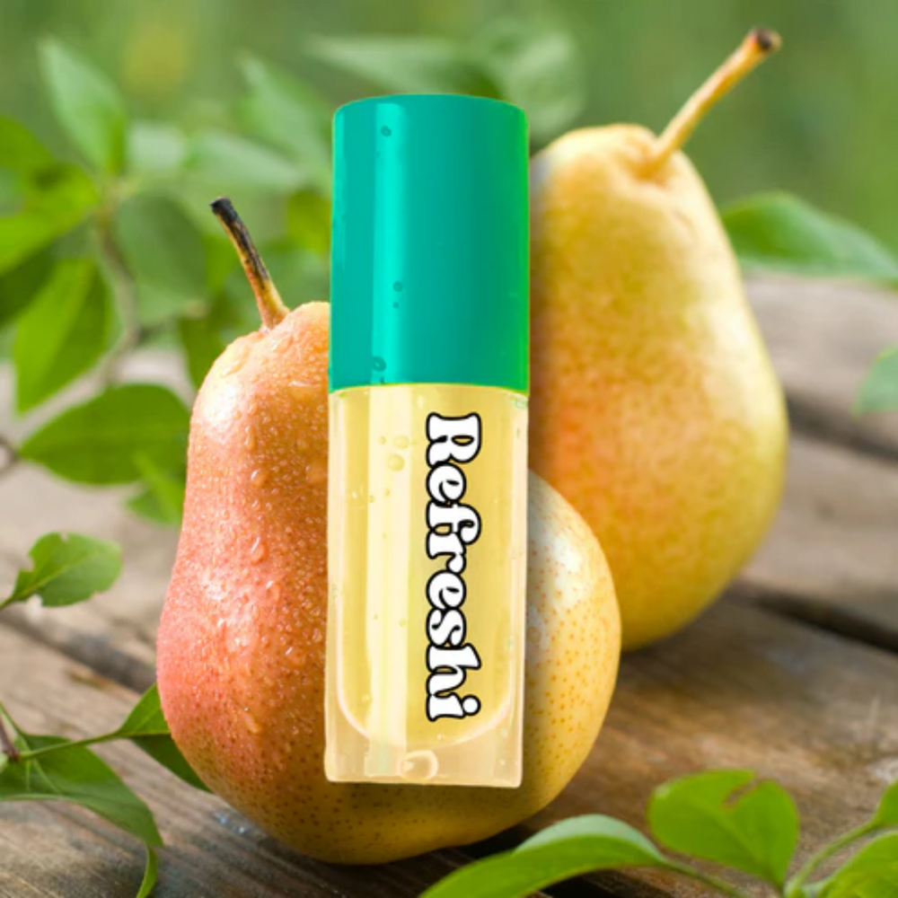 Tube 5 ml Pear Lip Oil Refreshi, texture brillante, tube à bulles anti-débordement, formule hydratante vegan

