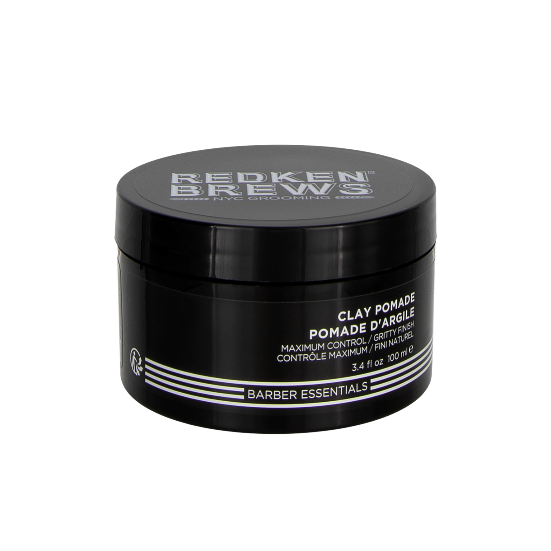 Pot de 100 ml de pommade d’argile Redken Brews, texture mate, fini brut, coiffant tenace pour cheveux fins.