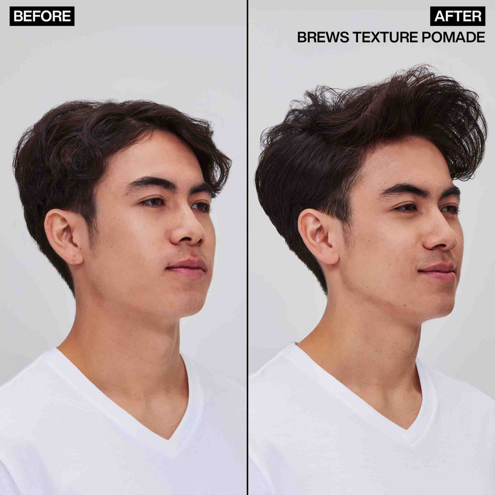 Pot de pommade texturisante Redken Brews Outplay, texture mate, fini naturel, coiffage texturé et adhésif.