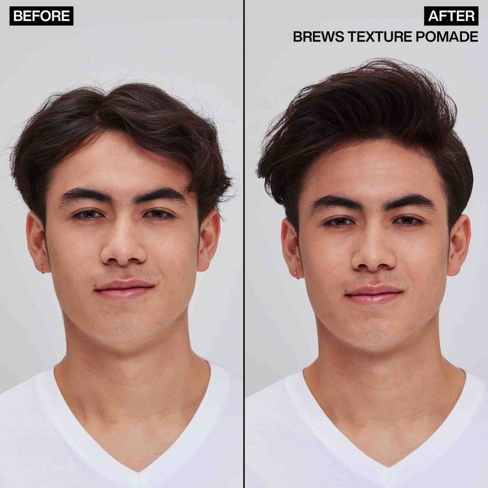 Pot de pommade texturisante Redken Brews Outplay, texture mate, fini naturel, coiffage texturé et adhésif.
