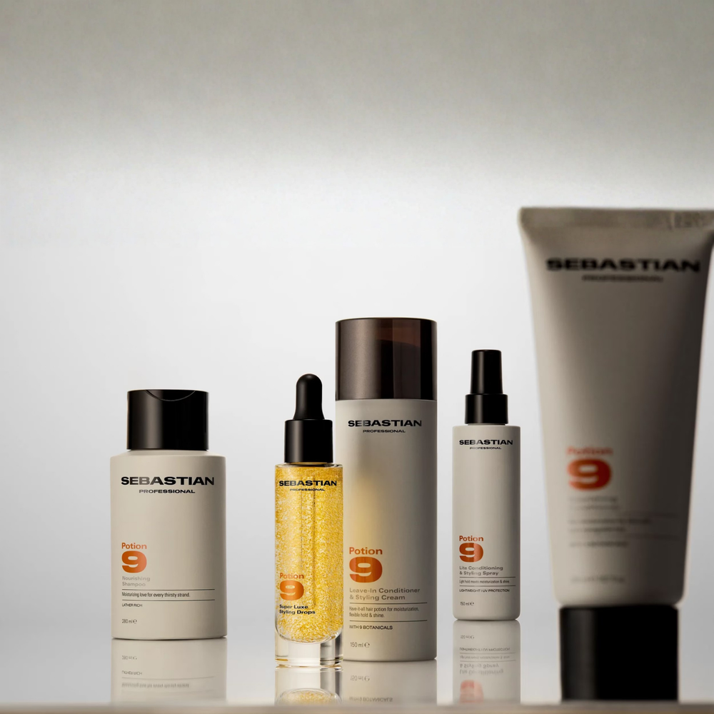 Sebastian Professional Potion 9 crème de soin coiffante sans rinçage pour cheveux nourris, brillants et faciles à coiffer.