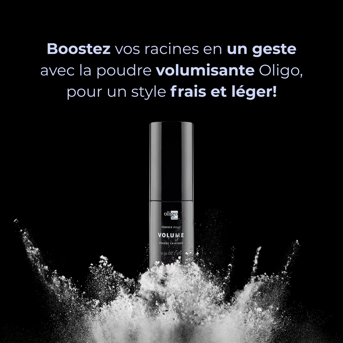 “Flacon de Oligo Powder Pump Volume – spray poudre volumatrice”