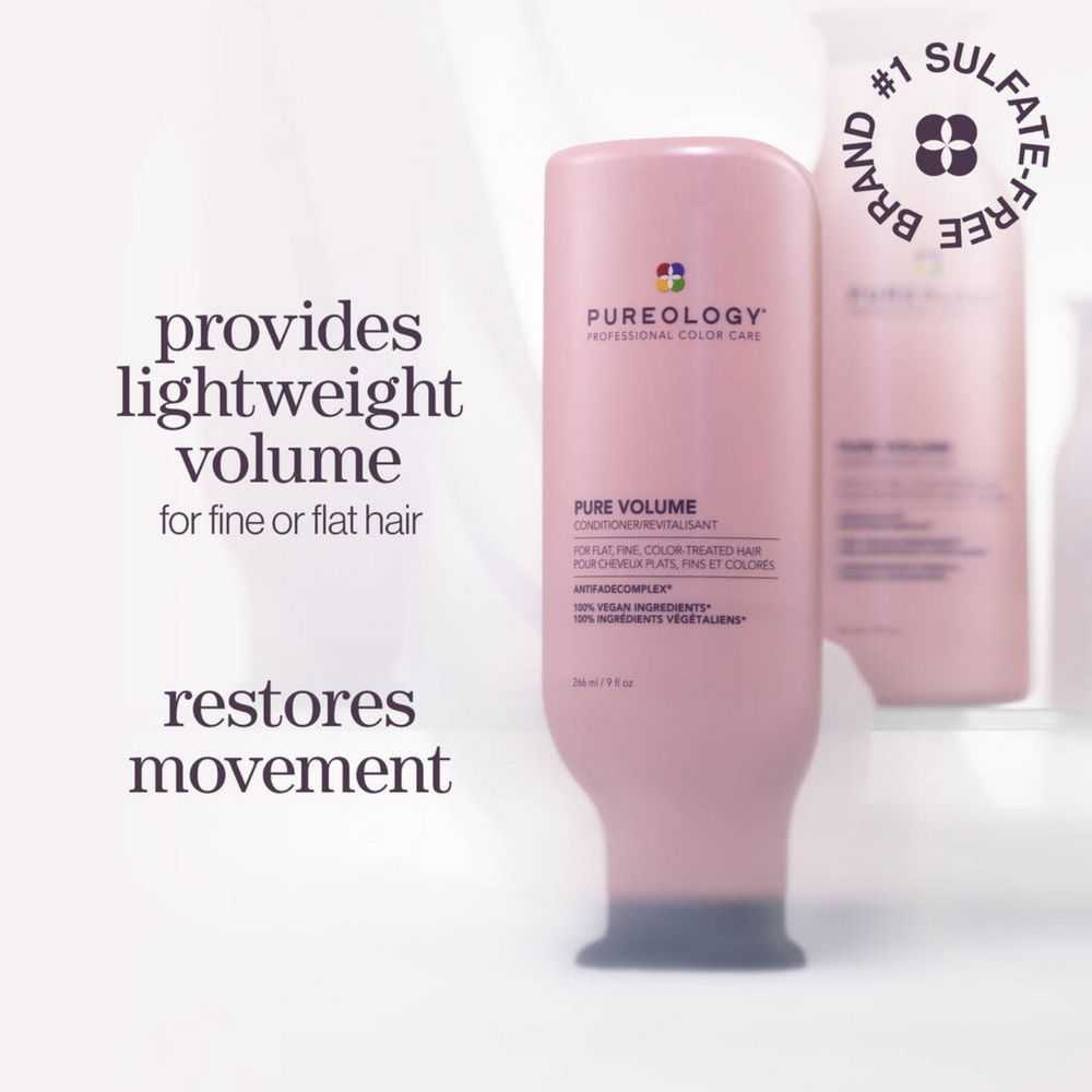 Après-shampoing Pure Volume Pureology – soin vegan sans sulfates pour cheveux fins, apporte volume léger et protège la couleur