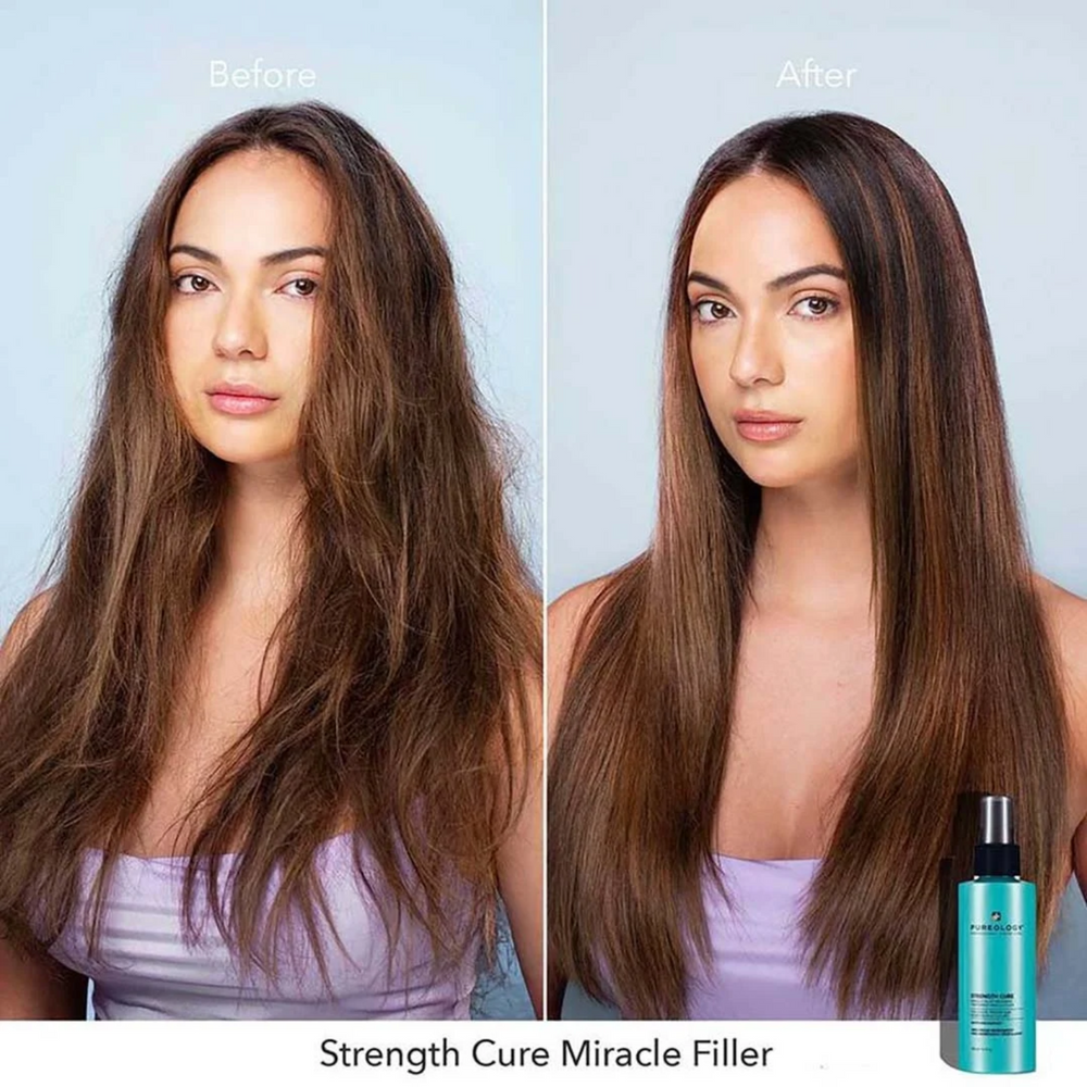 Flacon de Pureology Strength Cure Miracle Filler 150 ml – traitement leave‑in réparateur cheveux colorés