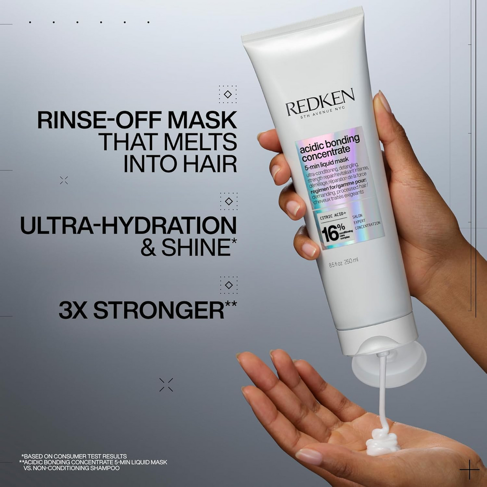 Pot du masque Redken Acidic Bonding Concentrate posé sur fond neutre, soin hydratant concentré pour cheveux abîmés