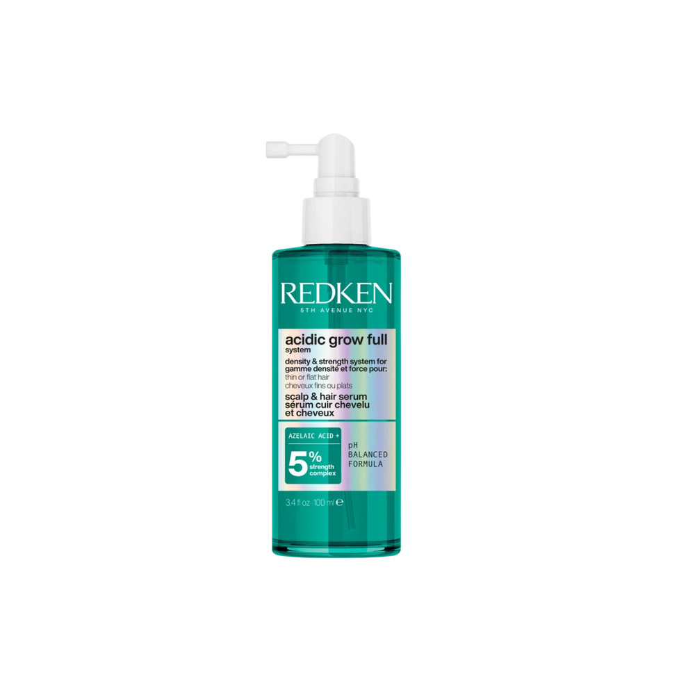 Sérum densifiant Redken Acidic Grow Full pour cuir chevelu et cheveux fins, soin capillaire sans rinçage pour plus de volume.