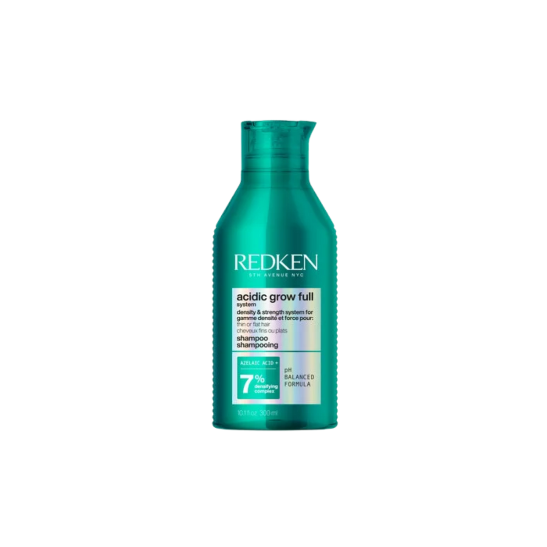 Redken Acidic Grow Full Densifying Shampoo pour cheveux fins et clairsemés, shampoing volumisant professionnel.