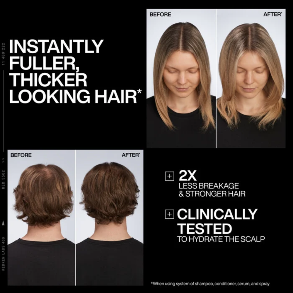 Redken Acidic Grow Full Densifying Shampoo pour cheveux fins et clairsemés, shampoing volumisant professionnel.