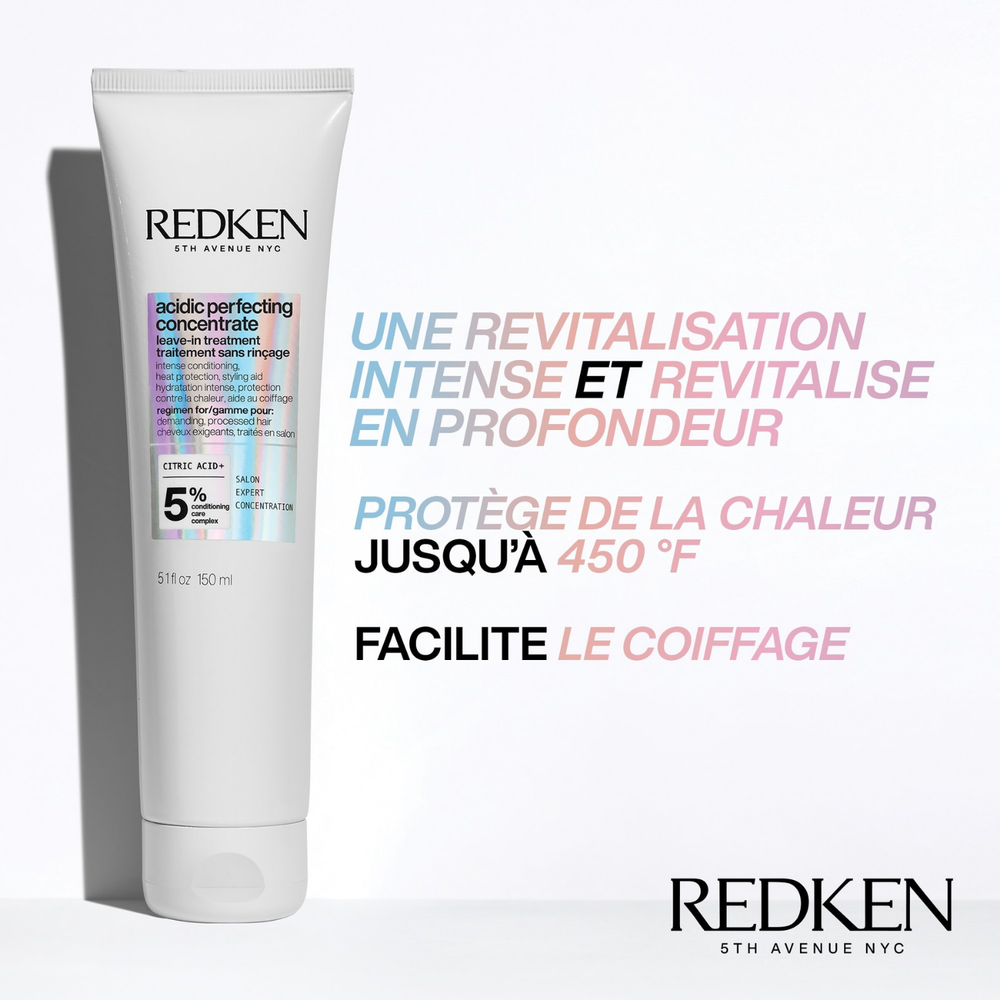 Flacon de Redken Acidic Perfecting Concentrate, traitement sans rinçage réparateur