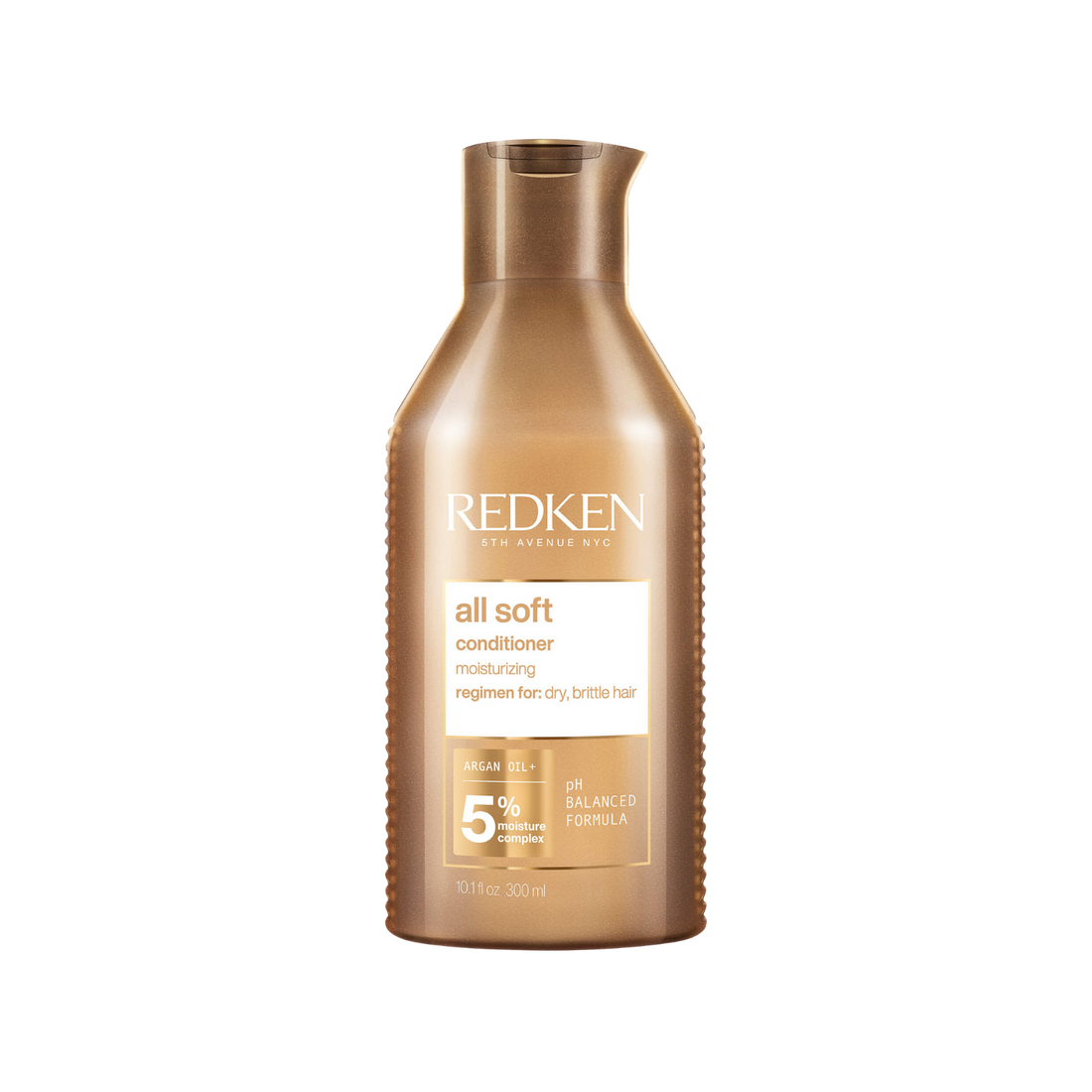 Flacon du Redken All Soft Conditioner, soin démêlant nourrissant pour cheveux secs et abîmés.