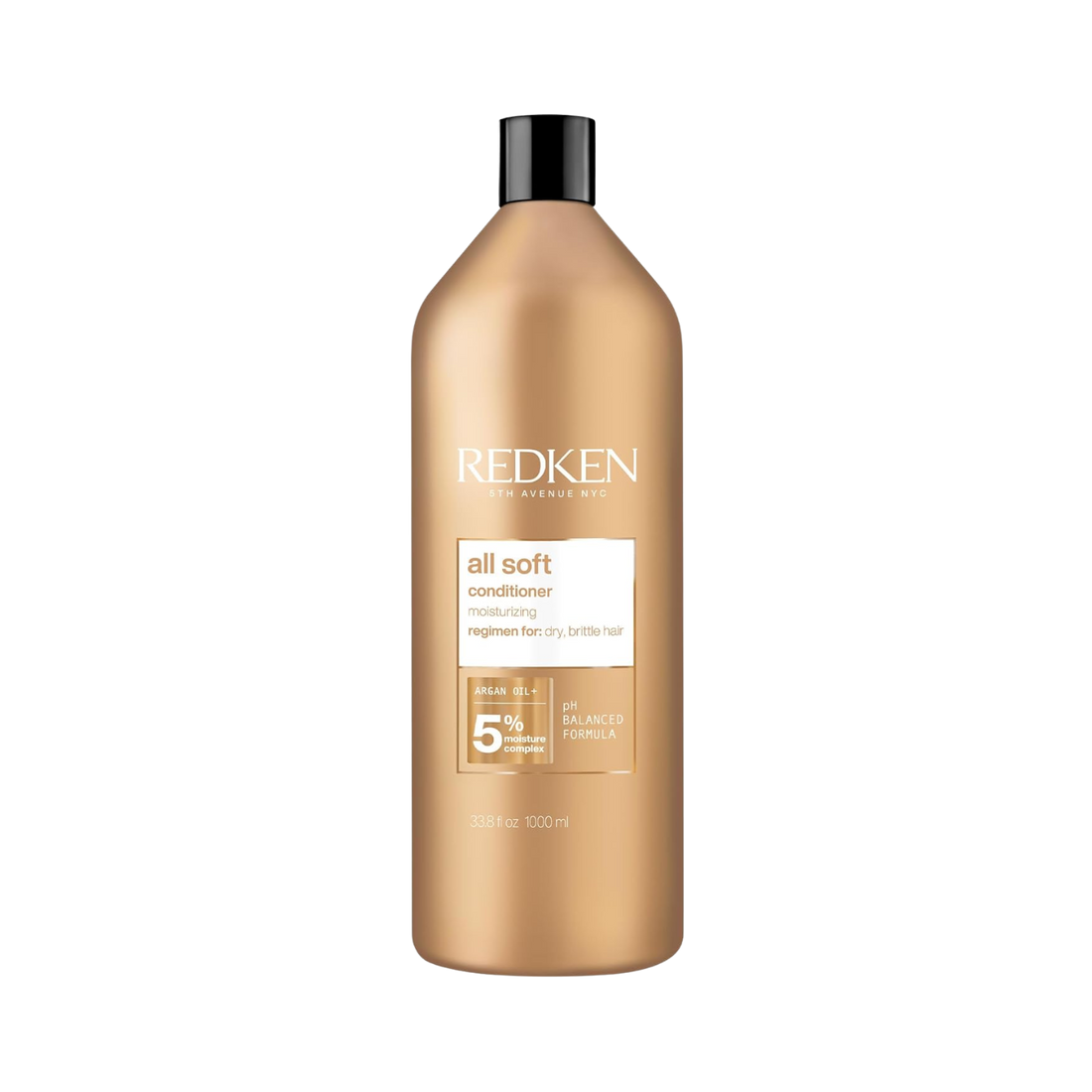 Flacon du Redken All Soft Conditioner, soin démêlant nourrissant pour cheveux secs et abîmés.
