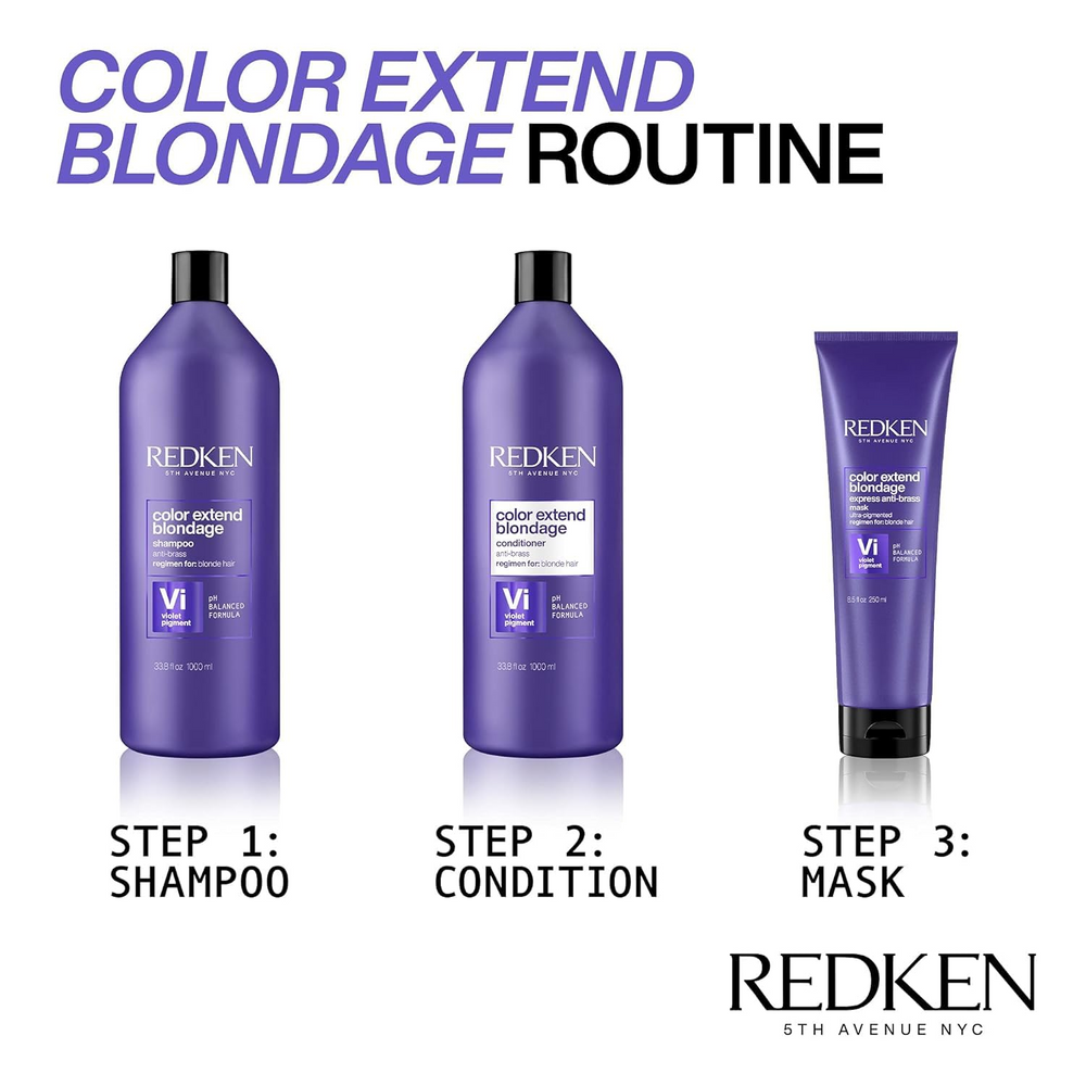 Flacon de conditionneur Redken Blondage, violet tonifiant pour cheveux blonds, enrichi en pigments et acide citrique