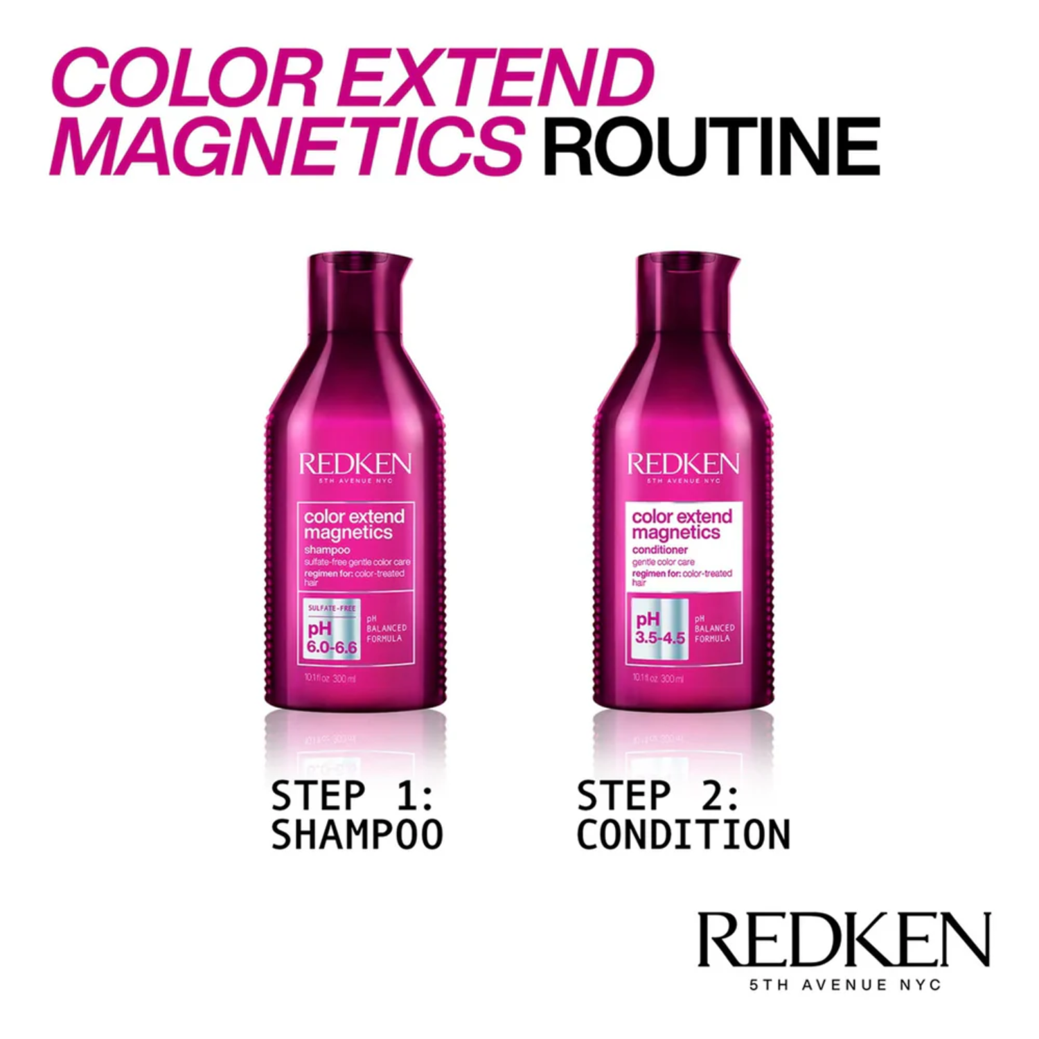 Flacon d’après‑shampoing Redken Color Extend Magnetics 1 L, soin sans sulfates pour cheveux colorés
